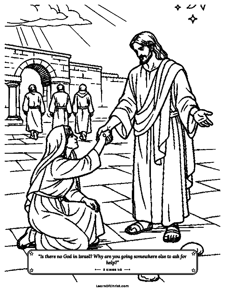 2 Kings 1 coloring page - Elijah stops the messengers on the road