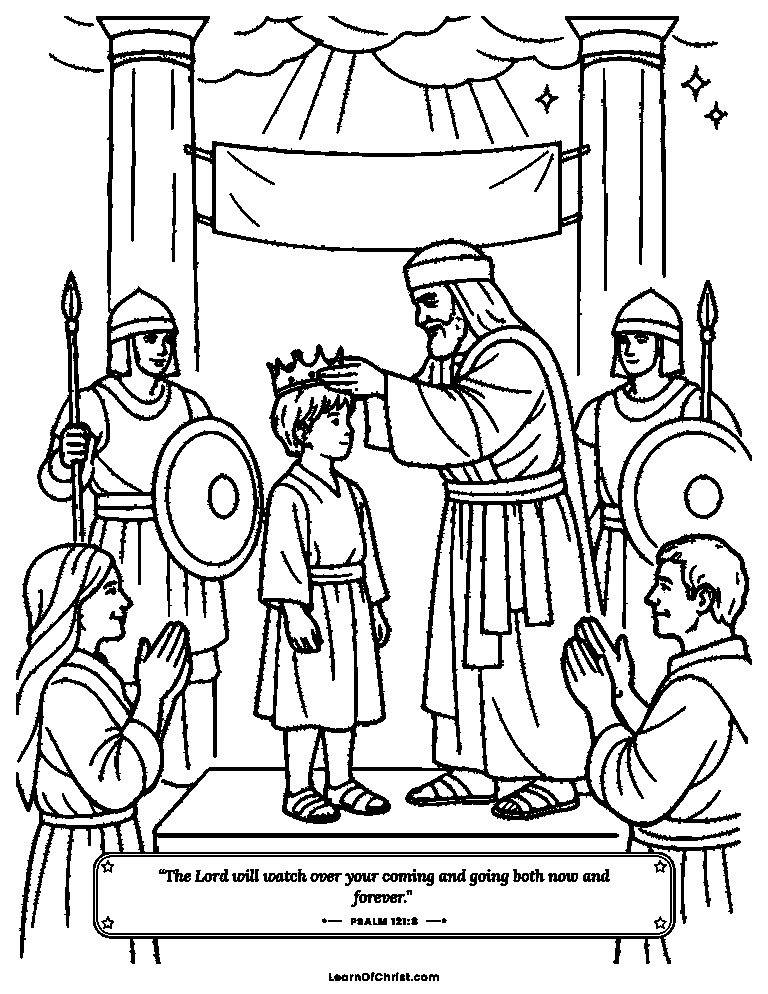2 Kings 11 coloring page - Seven-year-old Joash is crowned king