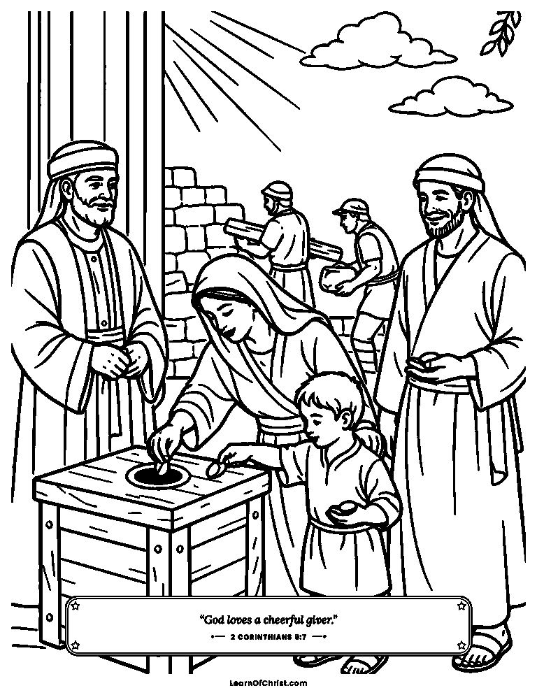 2 Kings 12 coloring page - A giving chest by the temple door