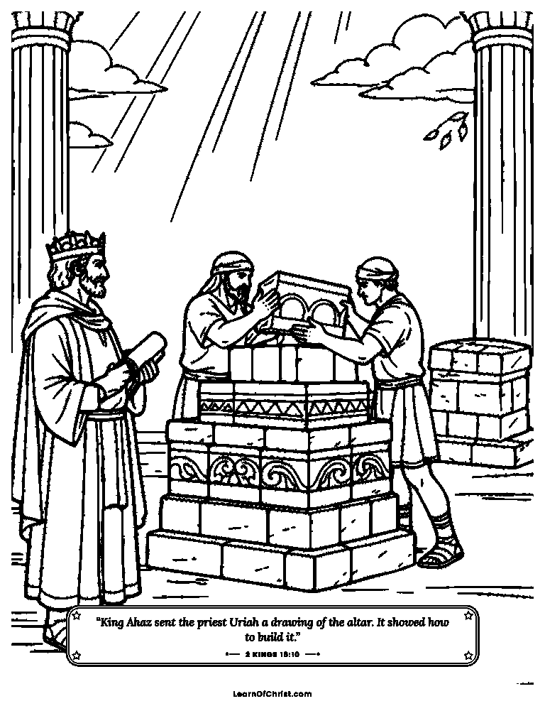 Ahaz copies an altar he saw far away