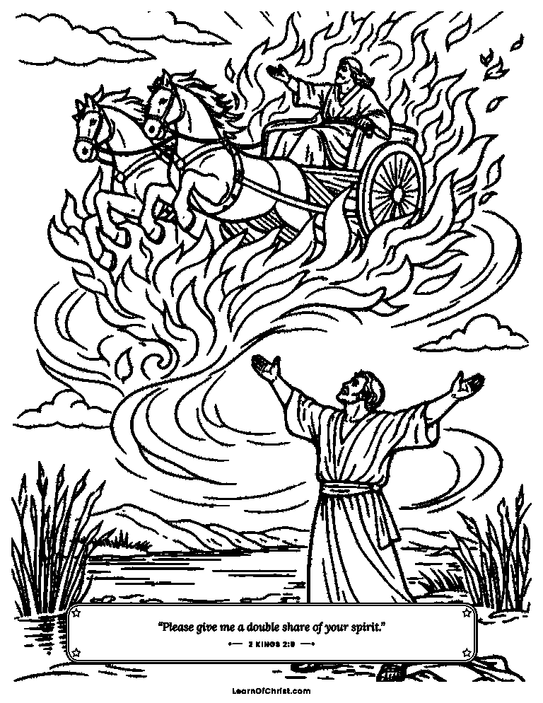 2 Kings 2 coloring page - Elijah goes up in a whirlwind of fire