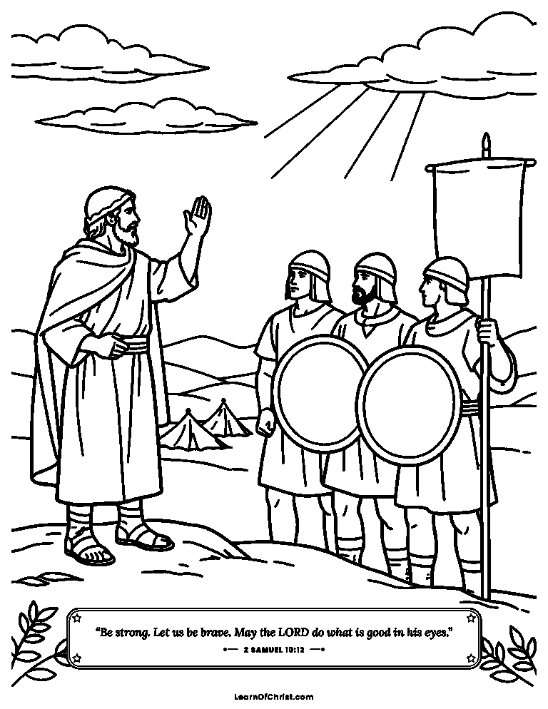 2 Samuel 10 coloring page - Joab tells his soldiers to be brave