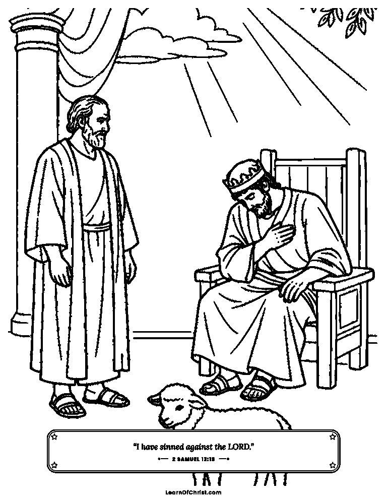 2 Samuel 12 coloring page - Nathan tells David a story about a lamb