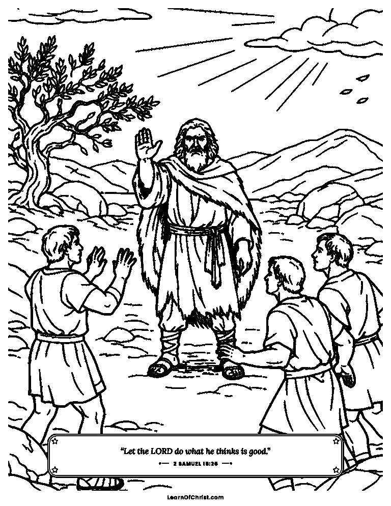 2 Samuel 15 coloring page - David walks out of the city with friends