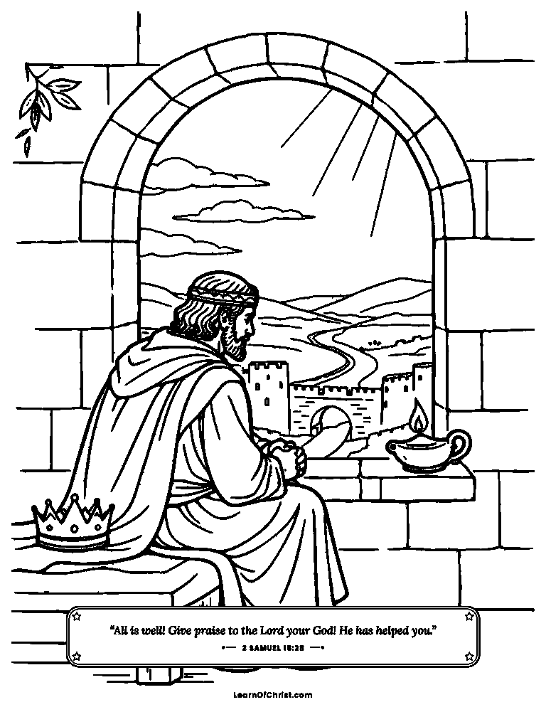 2 Samuel 18 coloring page - David waits alone in the gate room