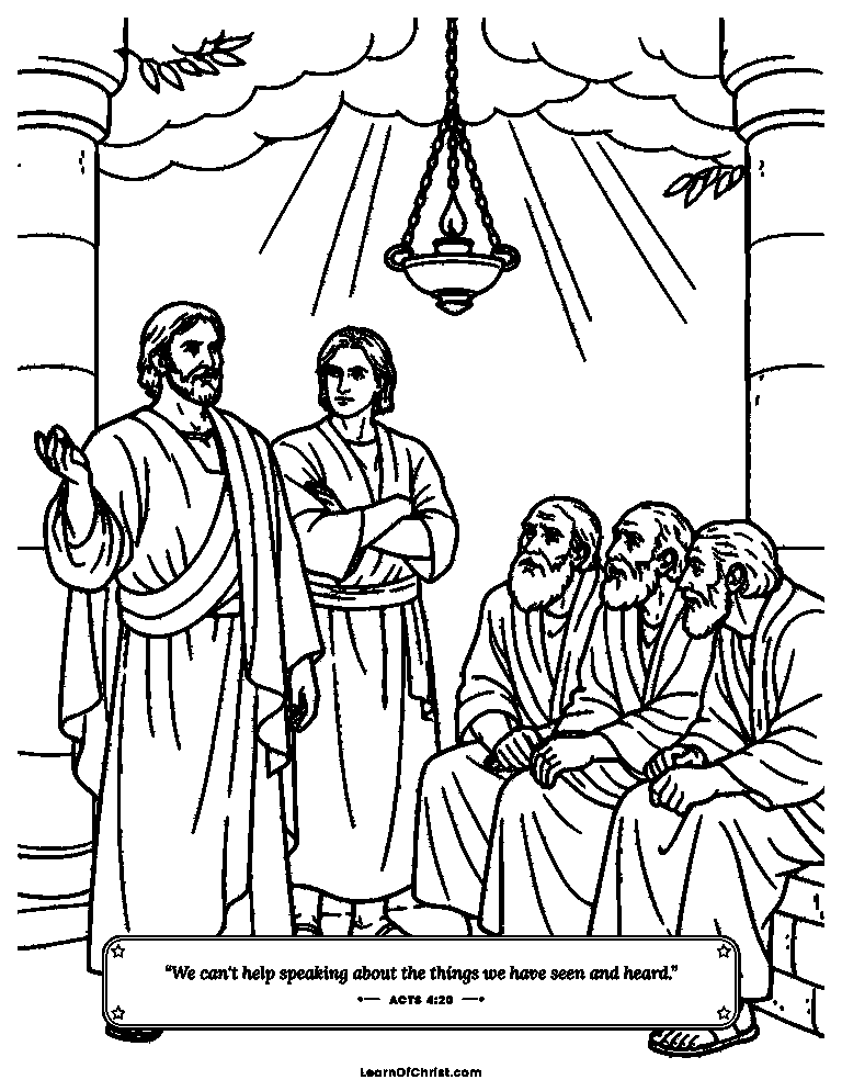 Acts 4 coloring page - Peter and John speak bravely to the leaders