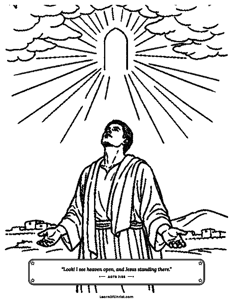 Acts 7 coloring page - Stephen looks up and sees heaven open