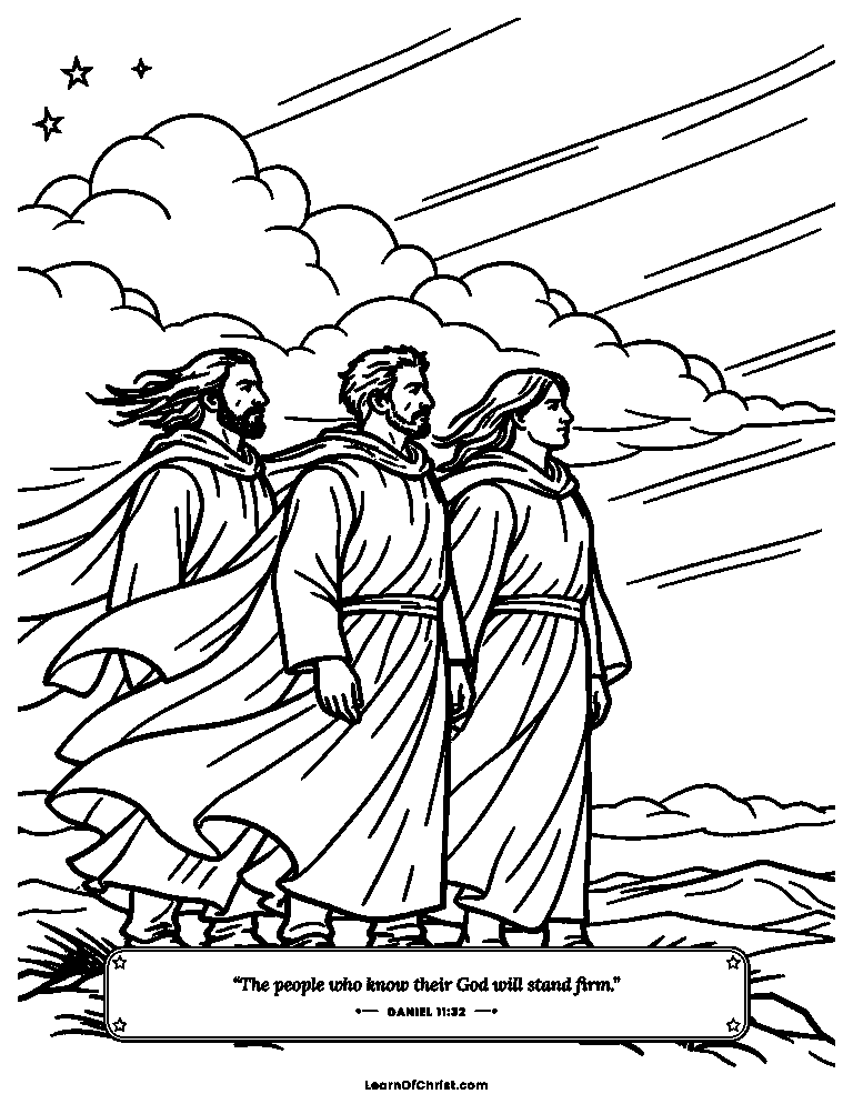 Daniel 11 coloring page - Standing firm on a windy hilltop