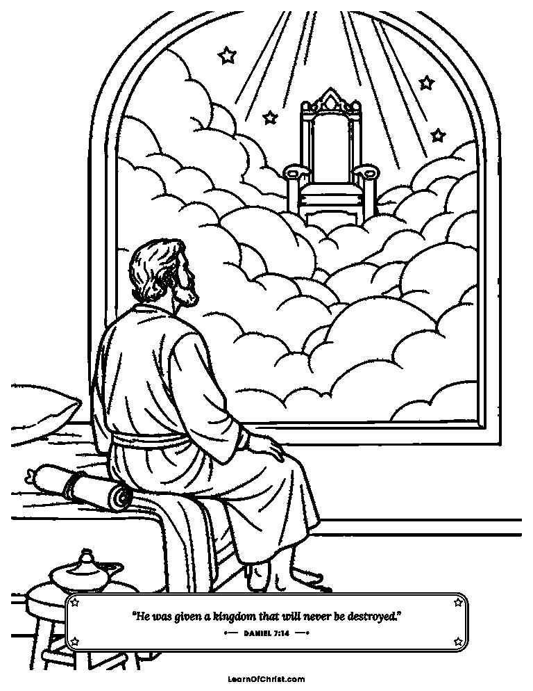 Daniel 7 coloring page - Daniel wakes and looks at the night sky