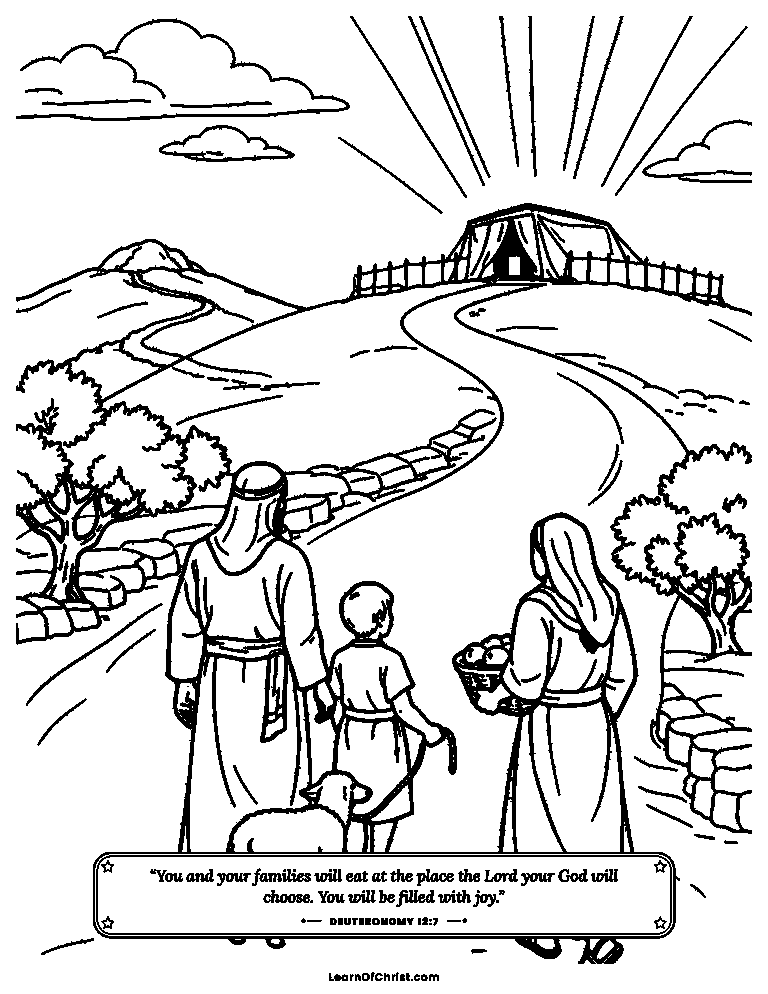 Deuteronomy 12 coloring page - Bringing the gift to the one special place