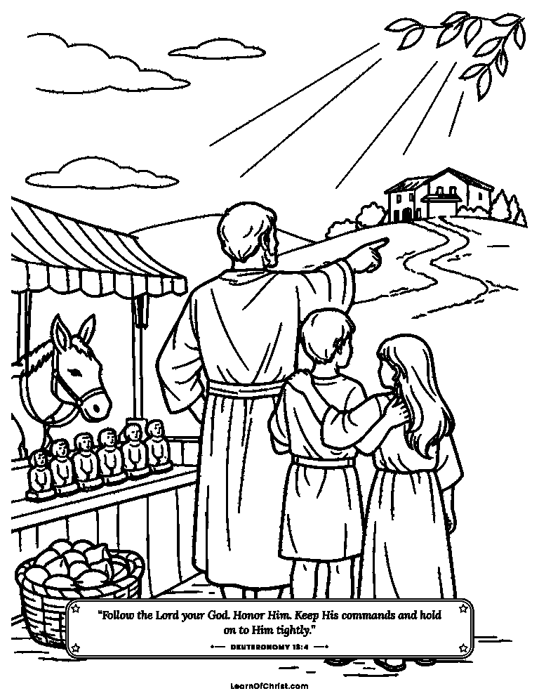 Deuteronomy 13 coloring page - Turning away from the carved statues
