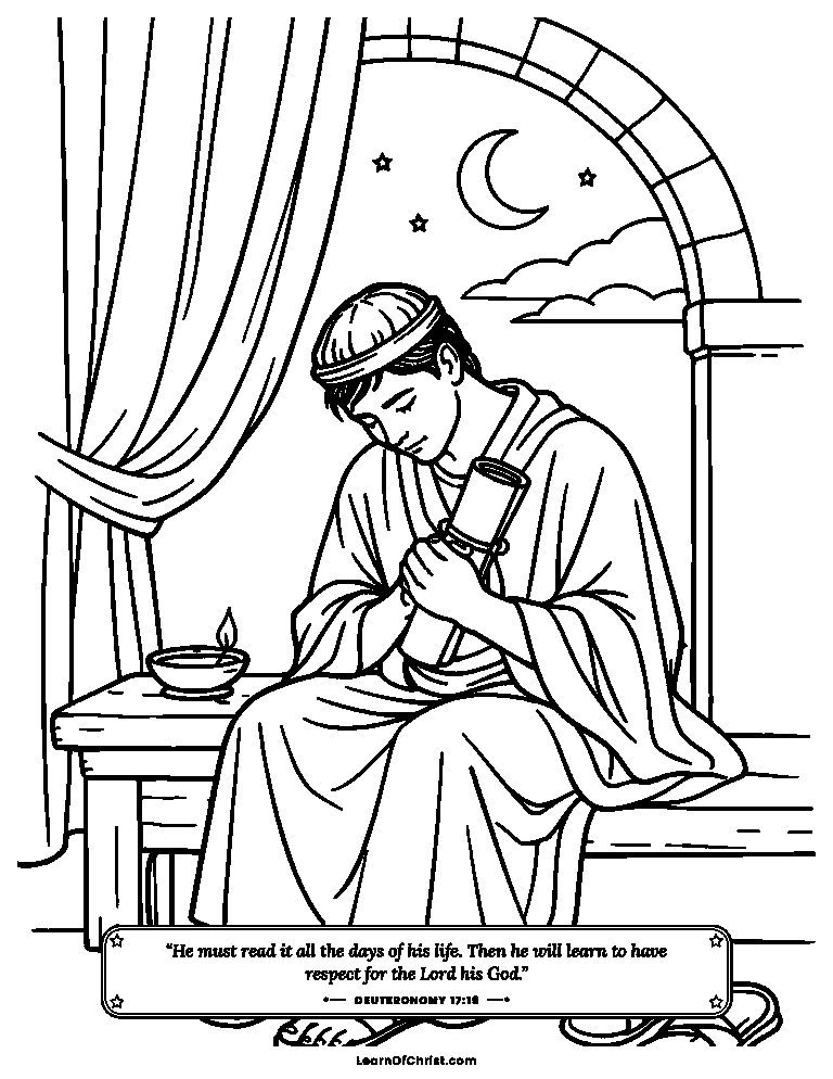 Deuteronomy 17 coloring page - A king keeps God's words close