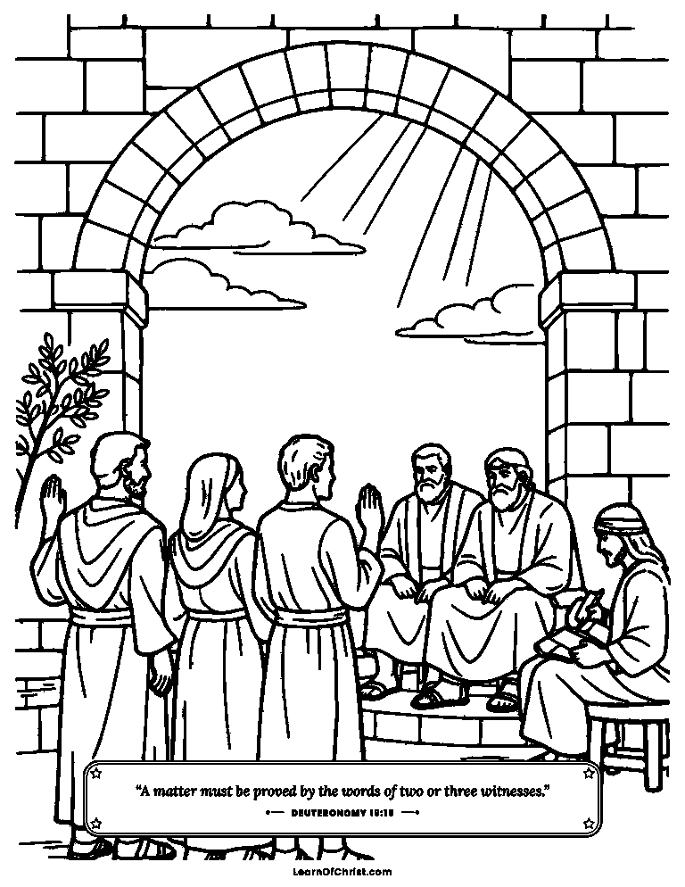 Deuteronomy 19 coloring page - Honest neighbors tell the truth