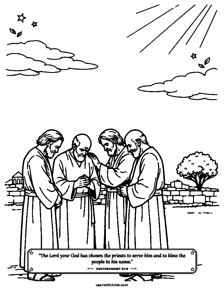Deuteronomy 21 coloring page - Town elders stop to care and pray