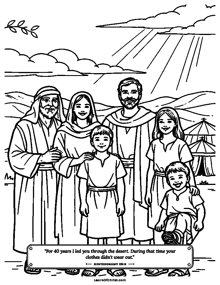 Deuteronomy 29 coloring page - Everyone stands together, even the smallest
