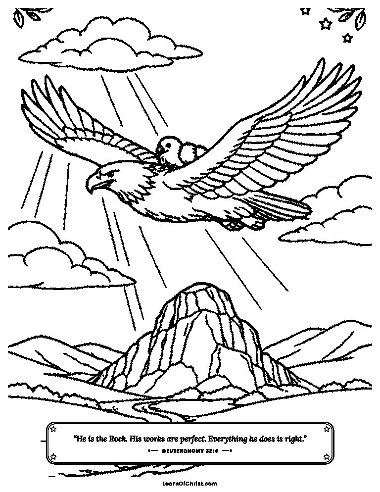 Deuteronomy 32 coloring page - An eagle carries its young on strong wings