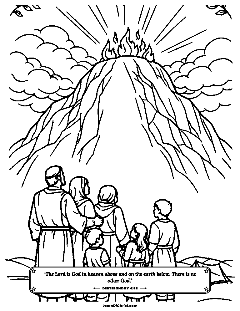 Deuteronomy 4 coloring page - The mountain where God spoke