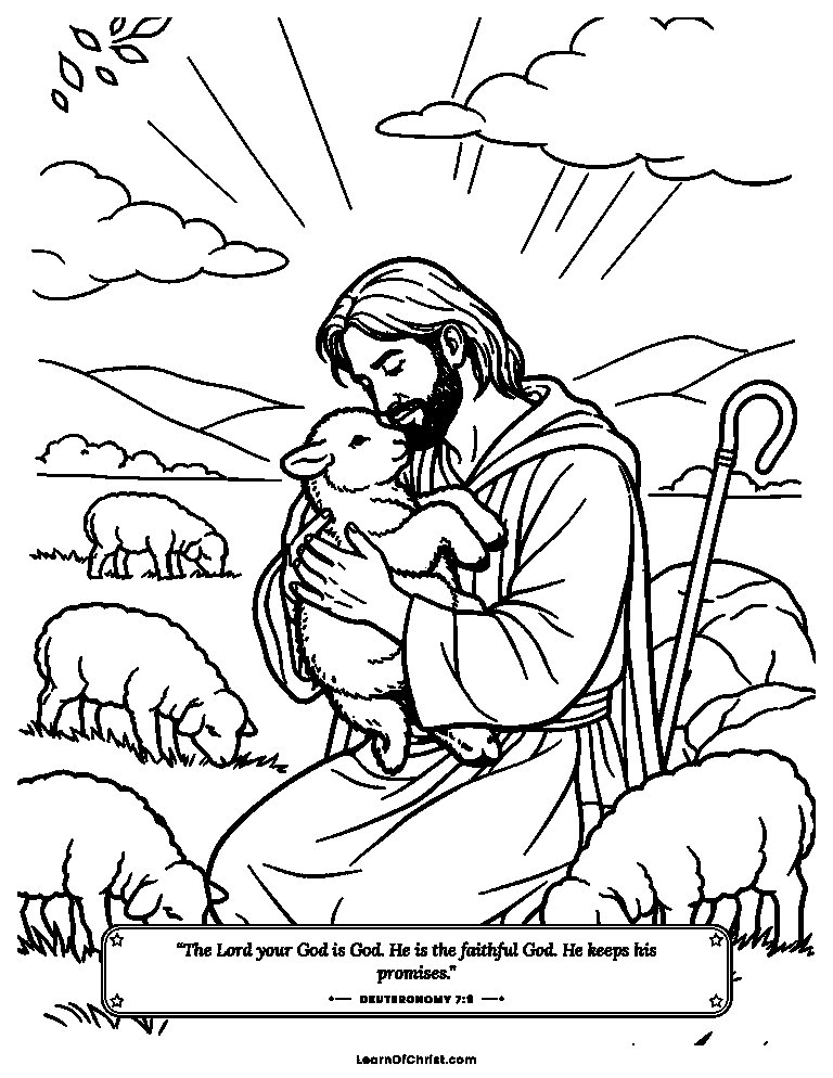 Deuteronomy 7 coloring page - The shepherd chooses the smallest lamb