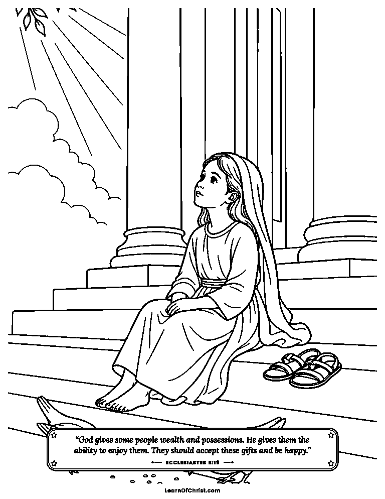 Listening quietly on the temple steps