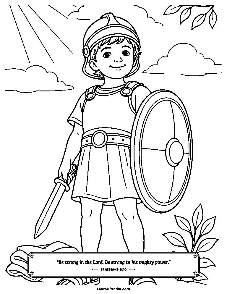 A child wearing the whole armor