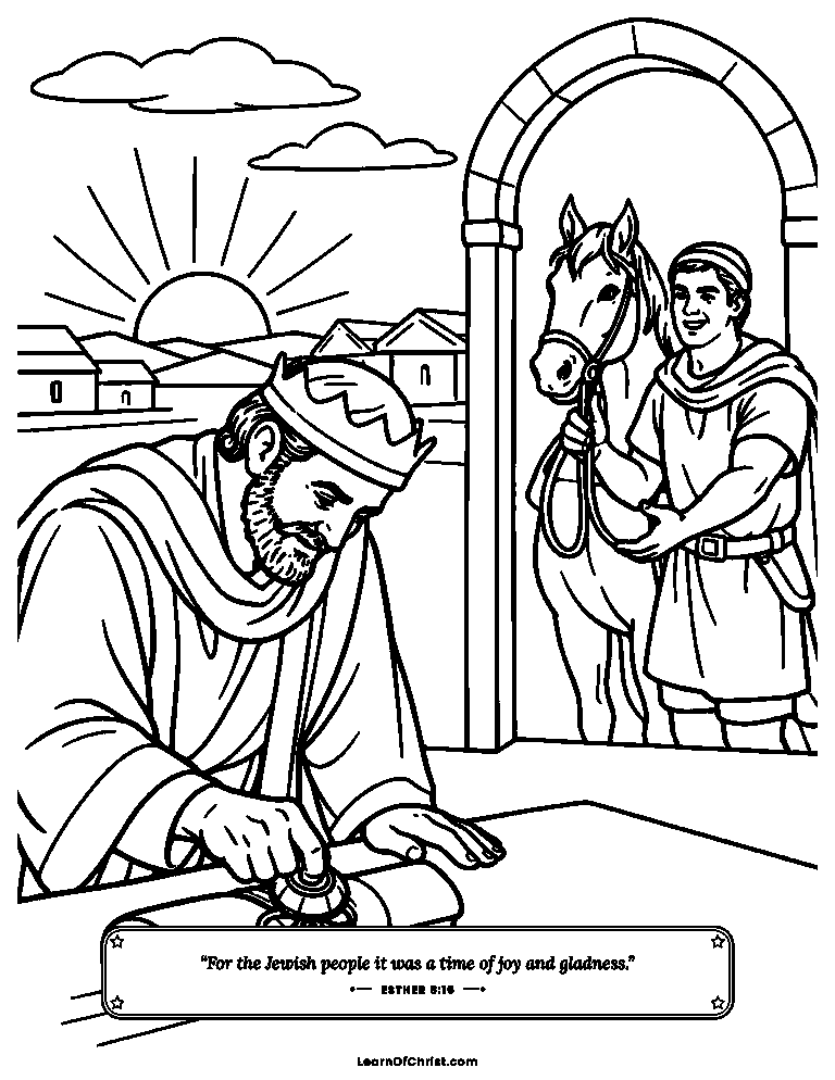 Esther 8 coloring page - Mordecai seals the good news