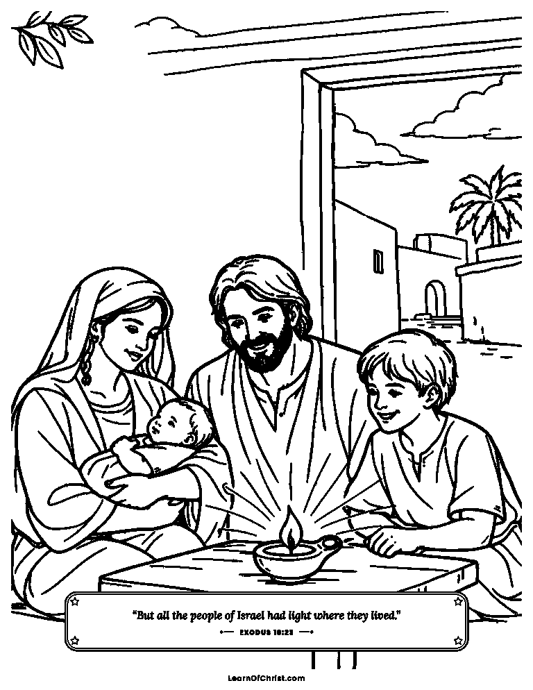 Exodus 10 coloring page - Light in the homes of God's people