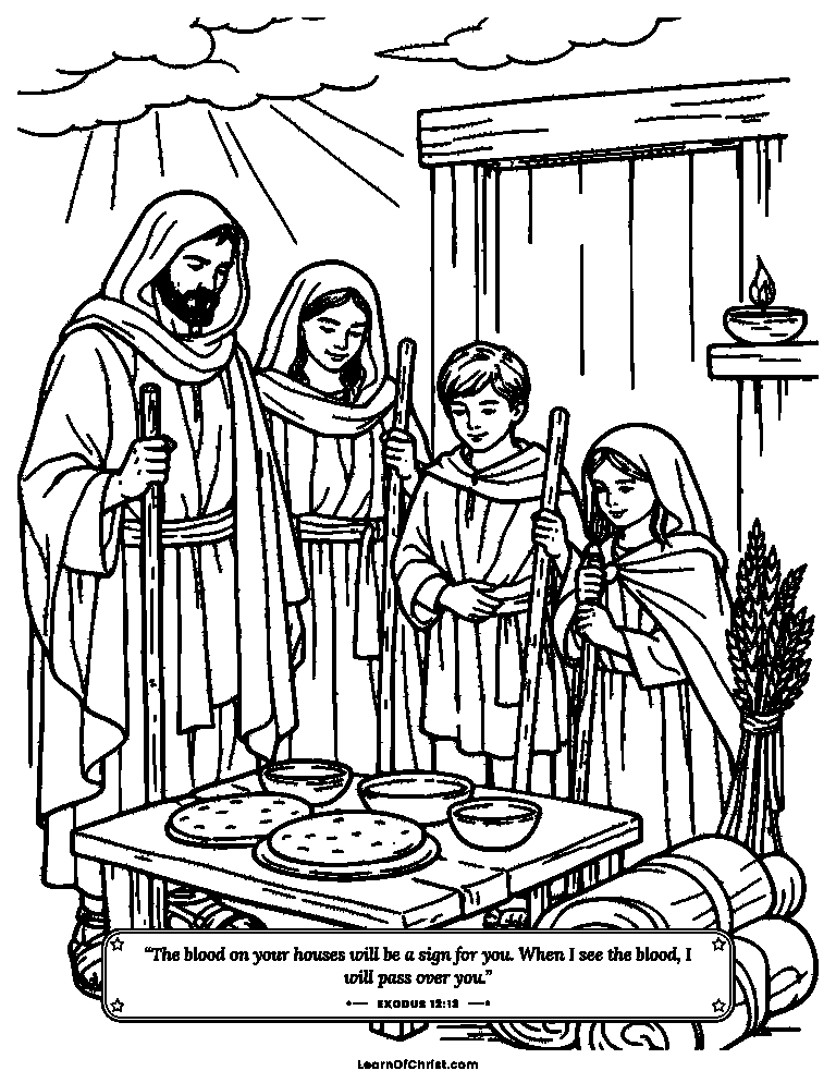 Exodus 12 coloring page - Ready to go on Passover night