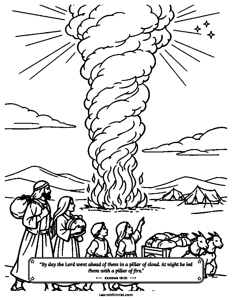 Exodus 13 coloring page - A cloud by day, a fire by night