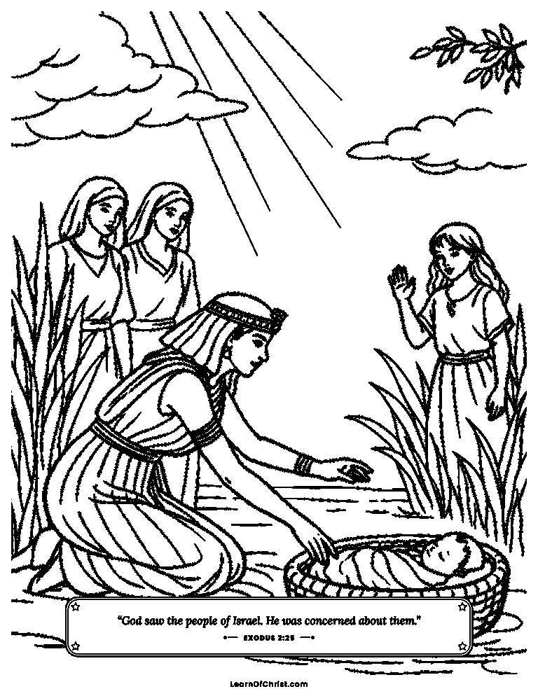 Exodus 2 coloring page - The baby in the basket