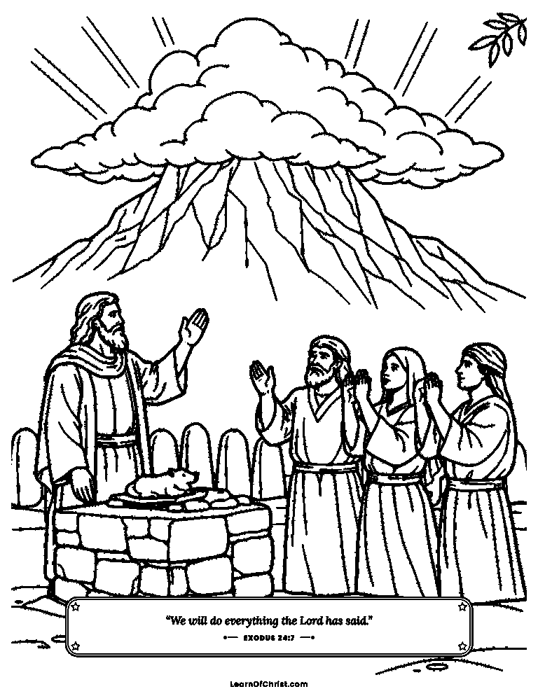 Exodus 24 coloring page - The people promise to obey God