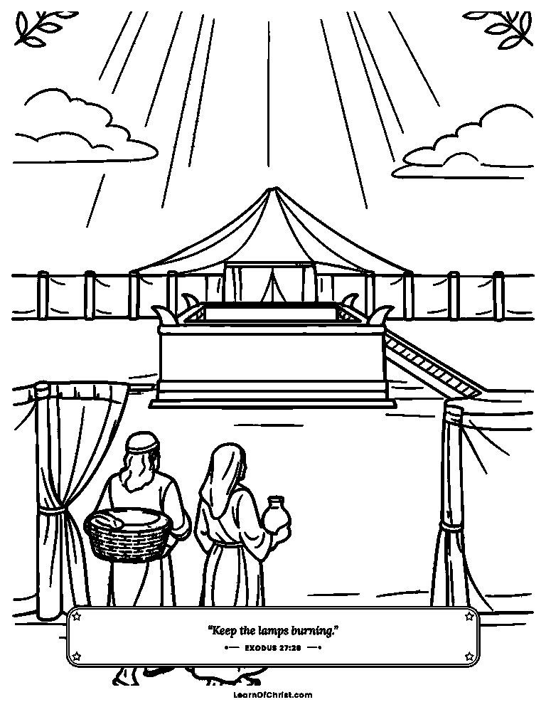Exodus 27 coloring page - The courtyard around God's tent