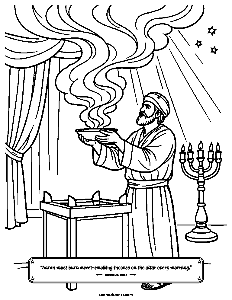 Exodus 30 coloring page - Sweet incense rises like our prayers