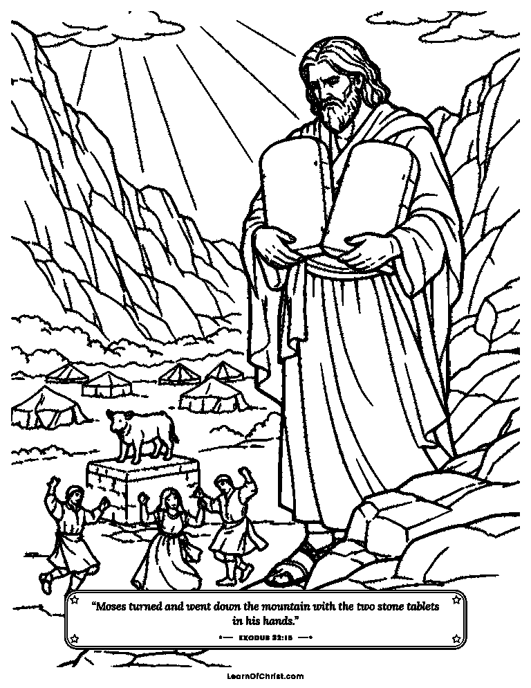 Exodus 32 coloring page - Moses returns with the stone tablets