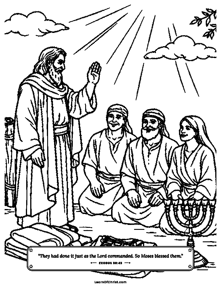 Exodus 39 coloring page - Moses blesses the finished work