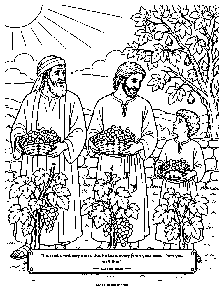 Each person tends their own vine