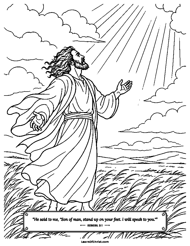 Ezekiel stands up when God calls him