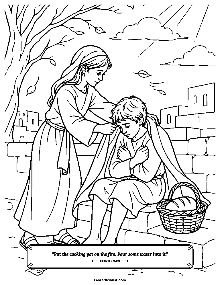 Ezekiel 24 coloring page - The old cooking pot scrubbed clean
