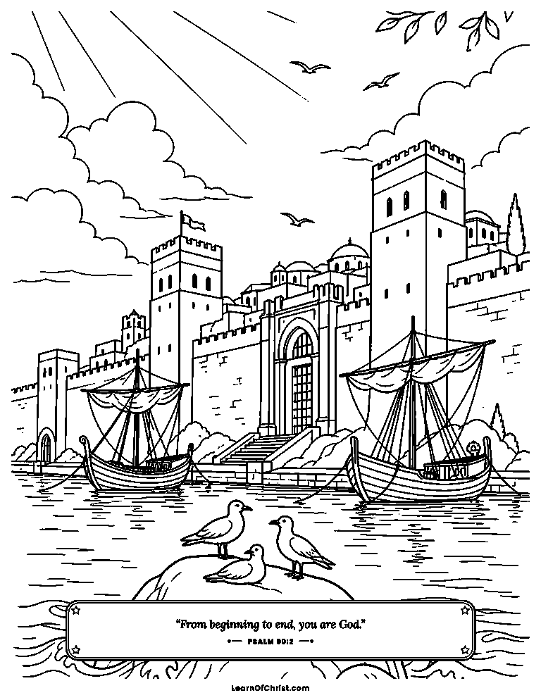 A proud sea city behind tall walls