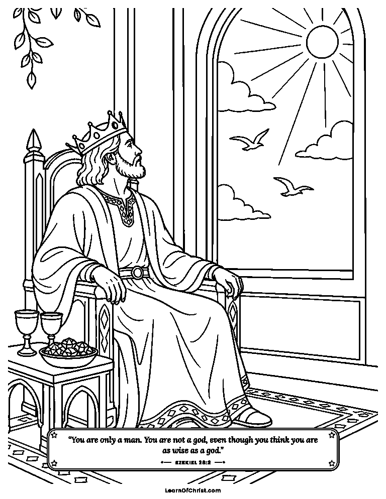 A proud king looks out his window