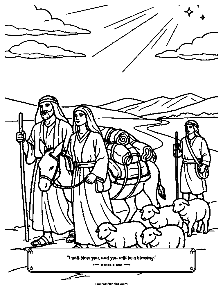 Genesis 12 coloring page - Abram sets out for a new land