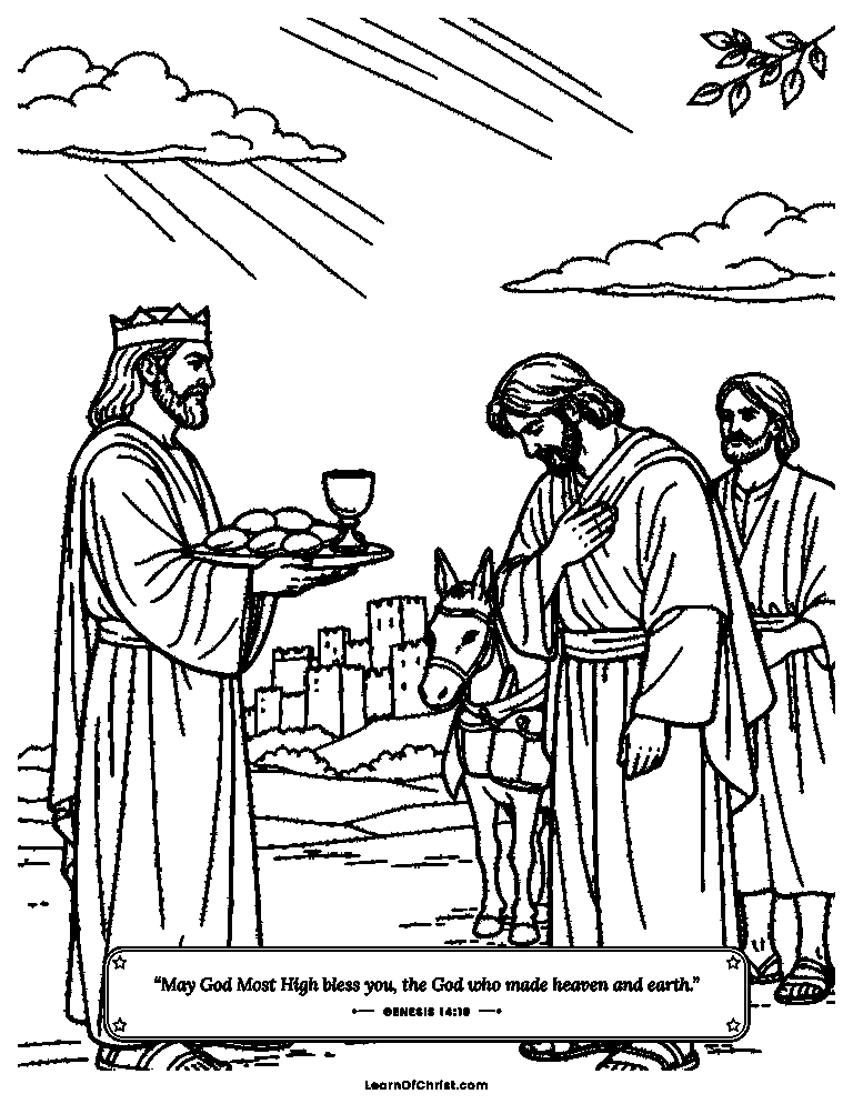 Genesis 14 coloring page - Melchizedek brings bread and a blessing