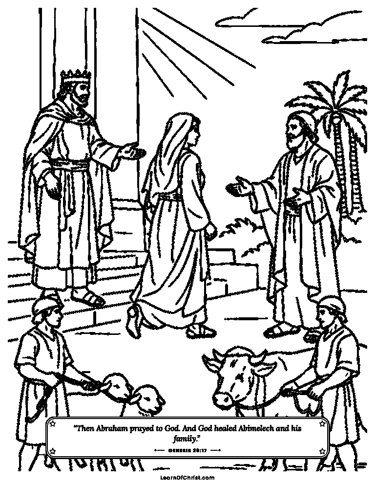 Genesis 20 coloring page - A king returns Sarah with gifts