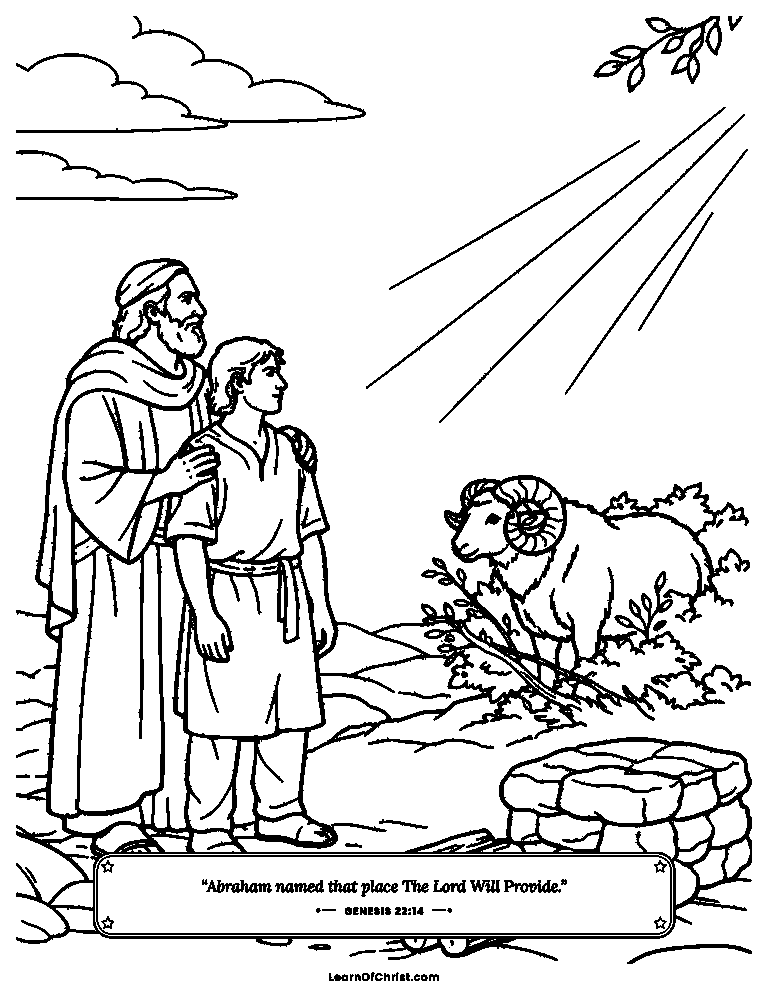 Genesis 22 coloring page - A ram caught in the thicket