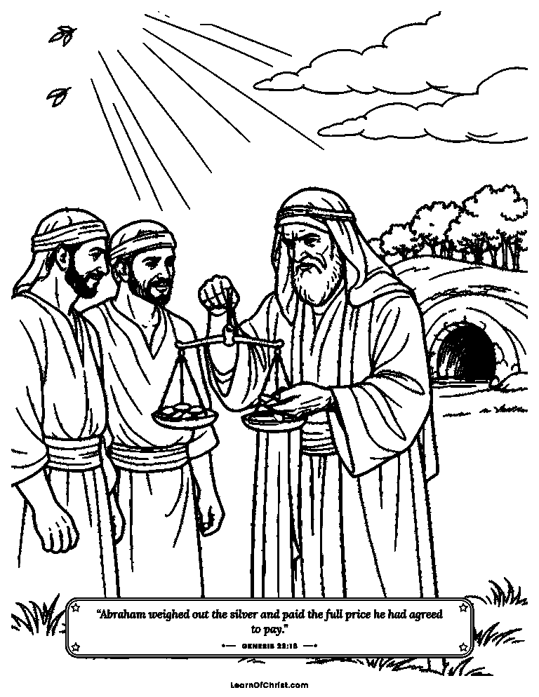 Genesis 23 coloring page - Abraham buys the field and cave