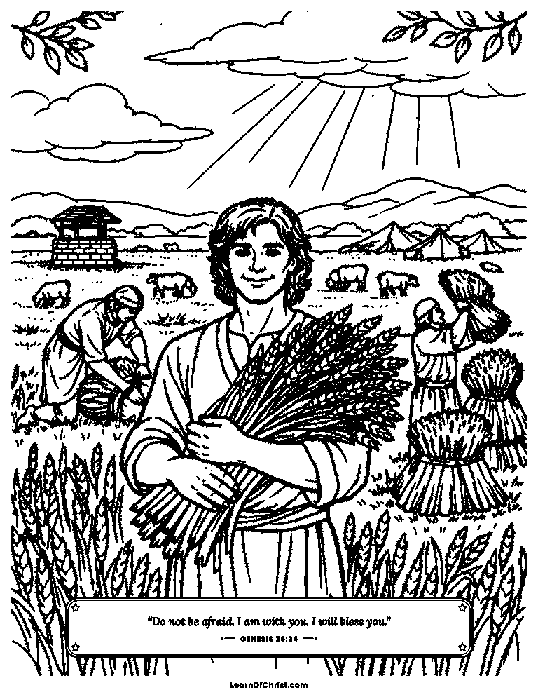 Genesis 26 coloring page - Isaac's harvest grows a hundredfold