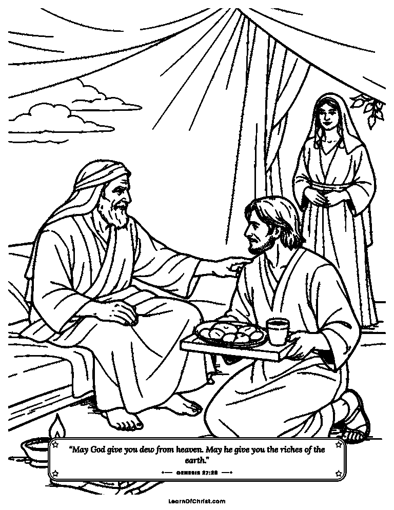 Genesis 27 coloring page - Jacob brings a meal to Isaac