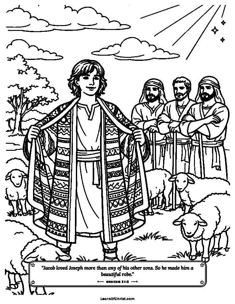 Genesis 37 coloring page - Joseph's beautiful coat of many colors