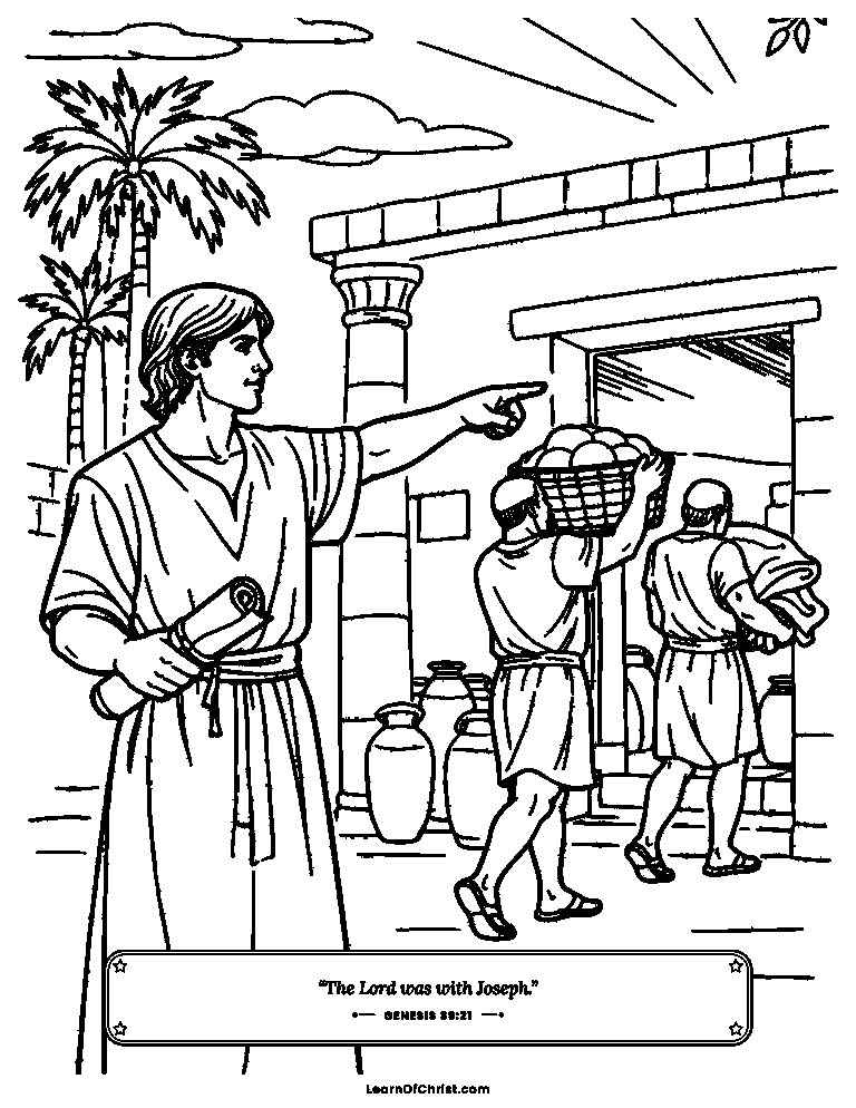 Genesis 39 coloring page - Joseph put in charge of a household