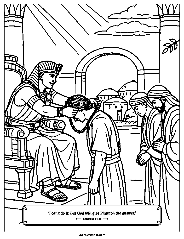 Genesis 41 coloring page - Pharaoh puts Joseph in charge