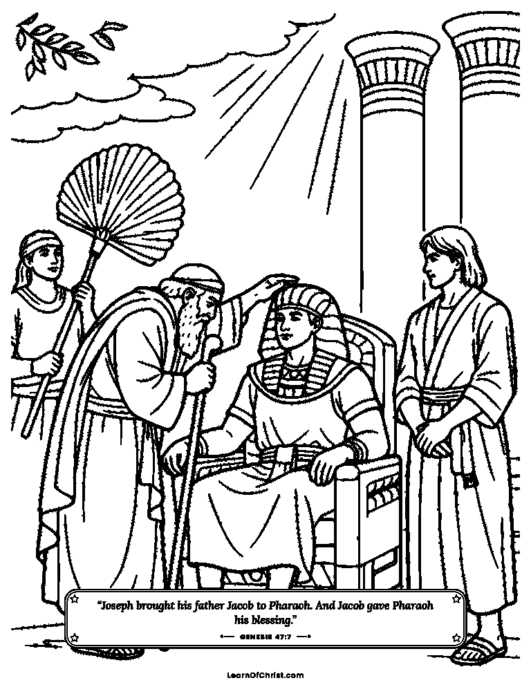 Genesis 47 coloring page - Old Jacob blesses the king of Egypt